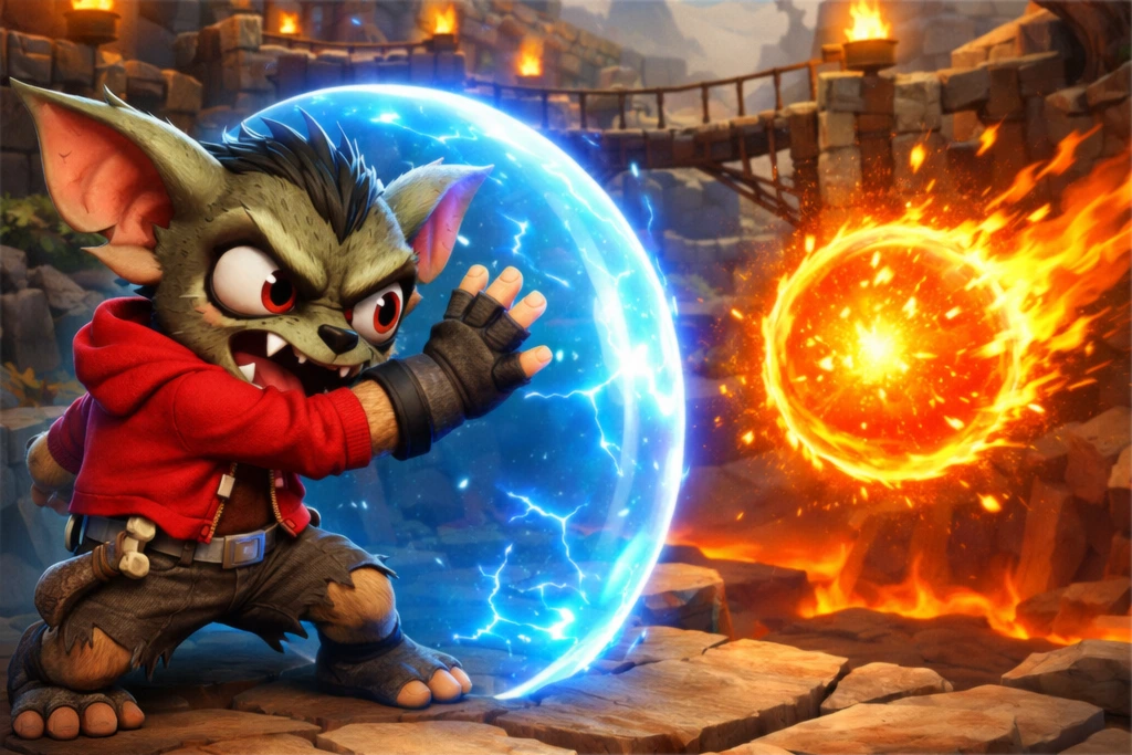 Personaje defendiéndose